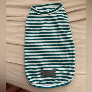 Washed Striped Dog Shirt with Bone Design XS